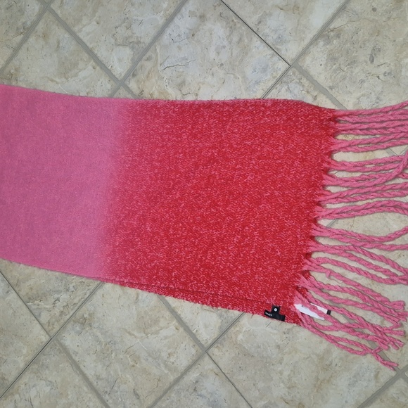 Aqua Pink and Red Fringed Wrap - Picture 2 of 5